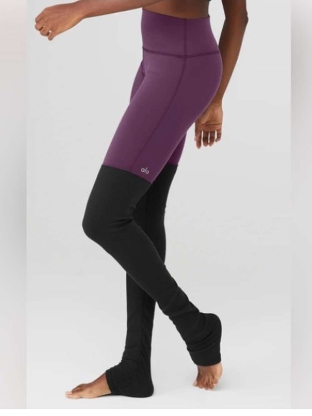 Alo Yoga Goddess Ribbed Leggings Purple Black S